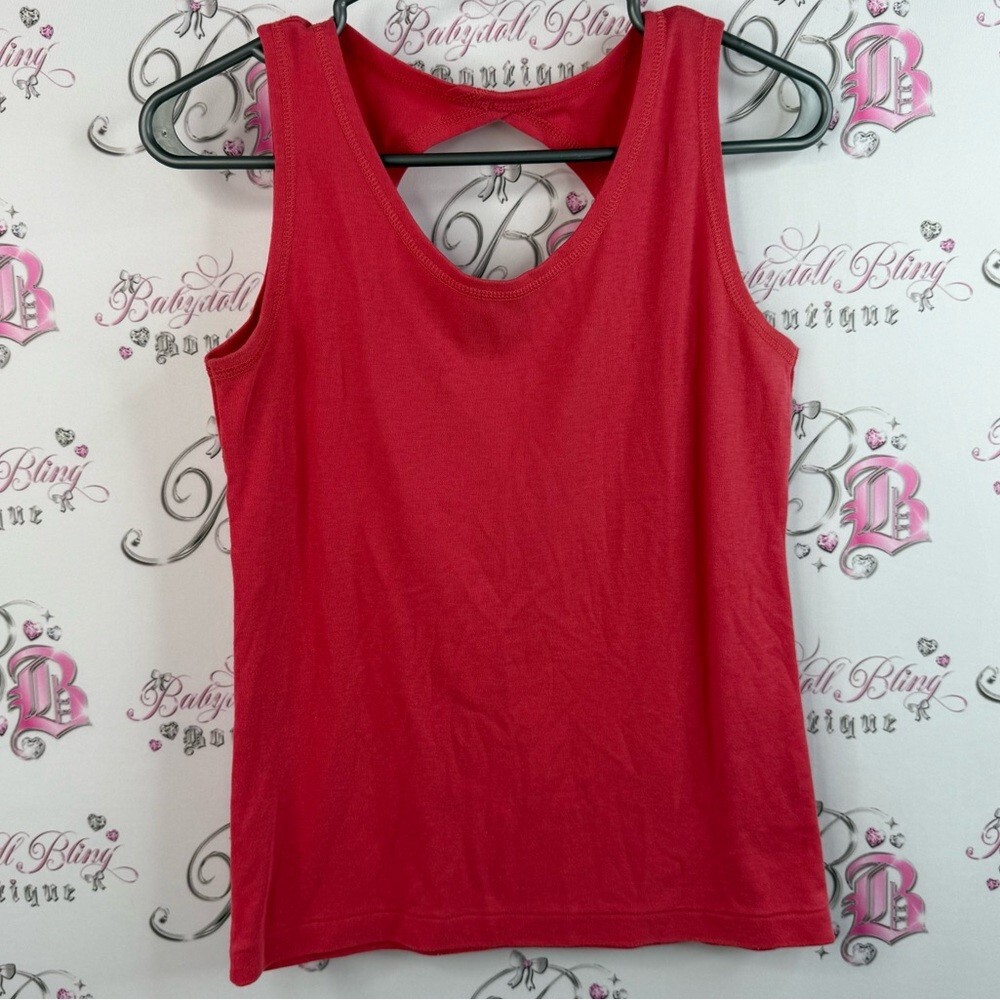 Jeremy Scott braemar tank top open back detail vintage luxe Bold Red Tank Top